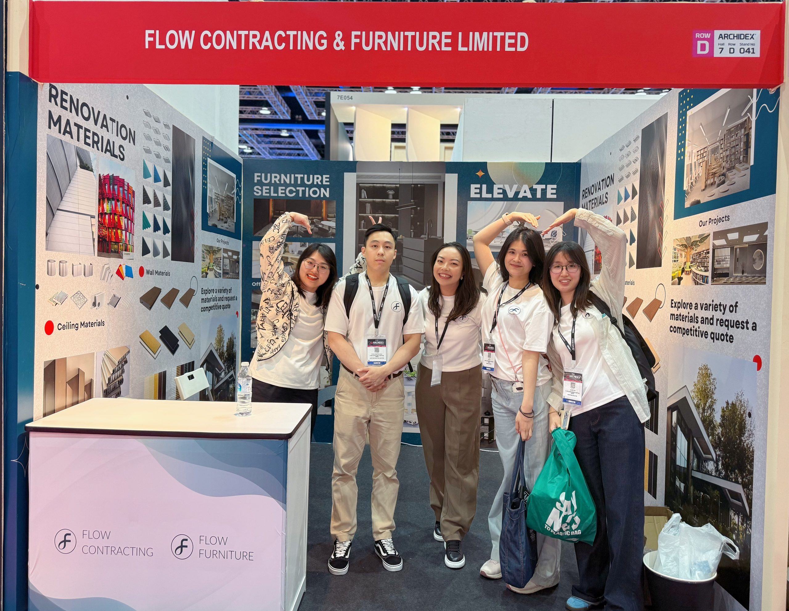 Flow Contracting and Furniture team at the ARCHIDEX exhibition booth