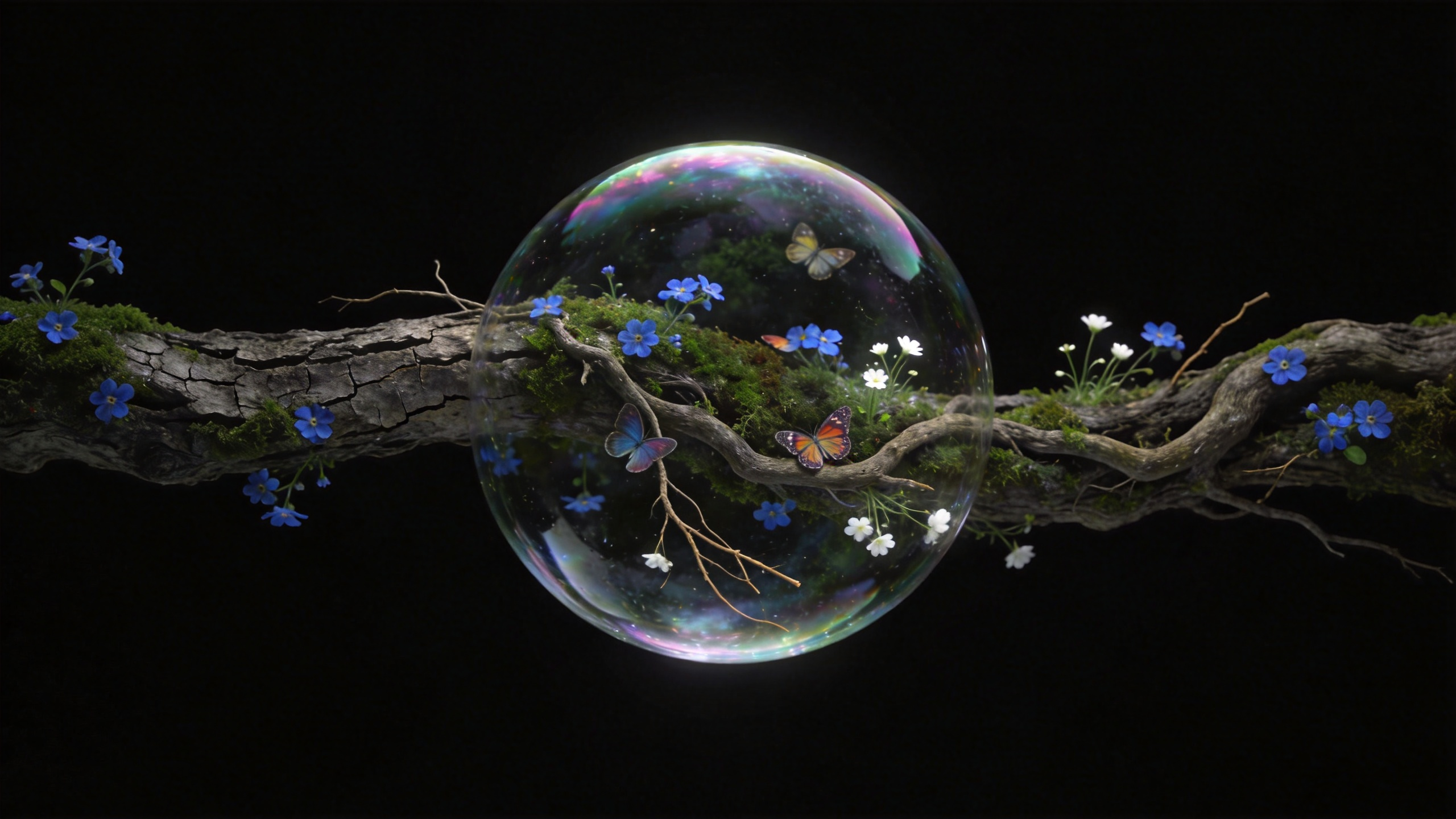 Surreal transparent bubble still life